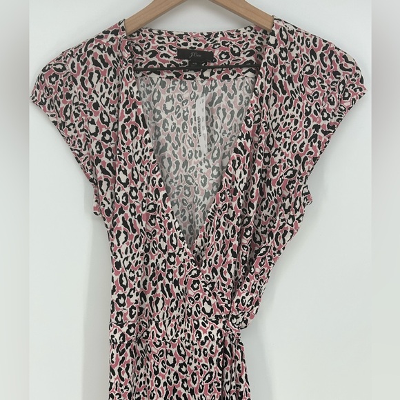 "NWT" J Crew Midi Wrap Dress Soft Rayon Pink Leopard Print In Size‎ XS - Picture 8 of 13